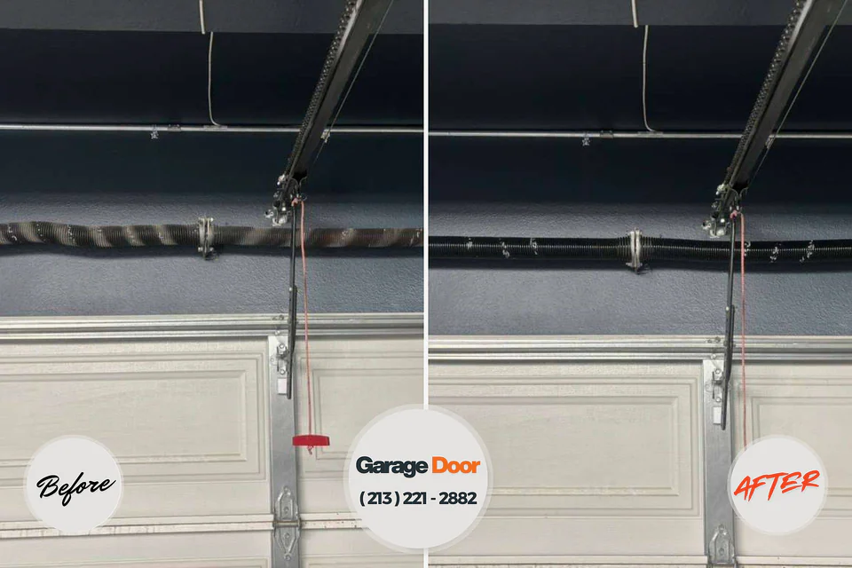 Before and after: garage door repair Combes, TX